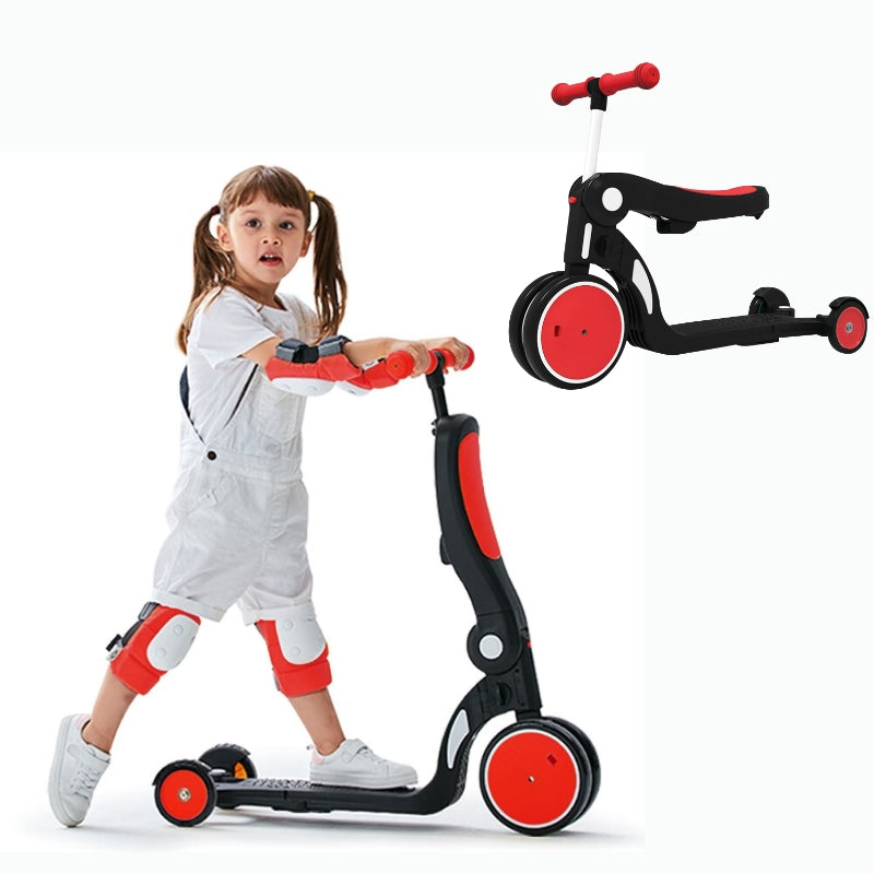 Birthday Gift Red Convertible 3-in-1 Balance Bike, Tricycle & Scooter  for Aged 1-3-6 Years Old