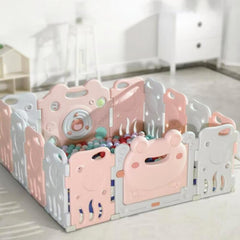 Luxurious Baby Playpen 18+2 Panels (Little Froggy-Pink)