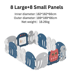 Luxurious Solid Baby Playpen with a Graffiti Panel 189*189*66cm Blue Bird