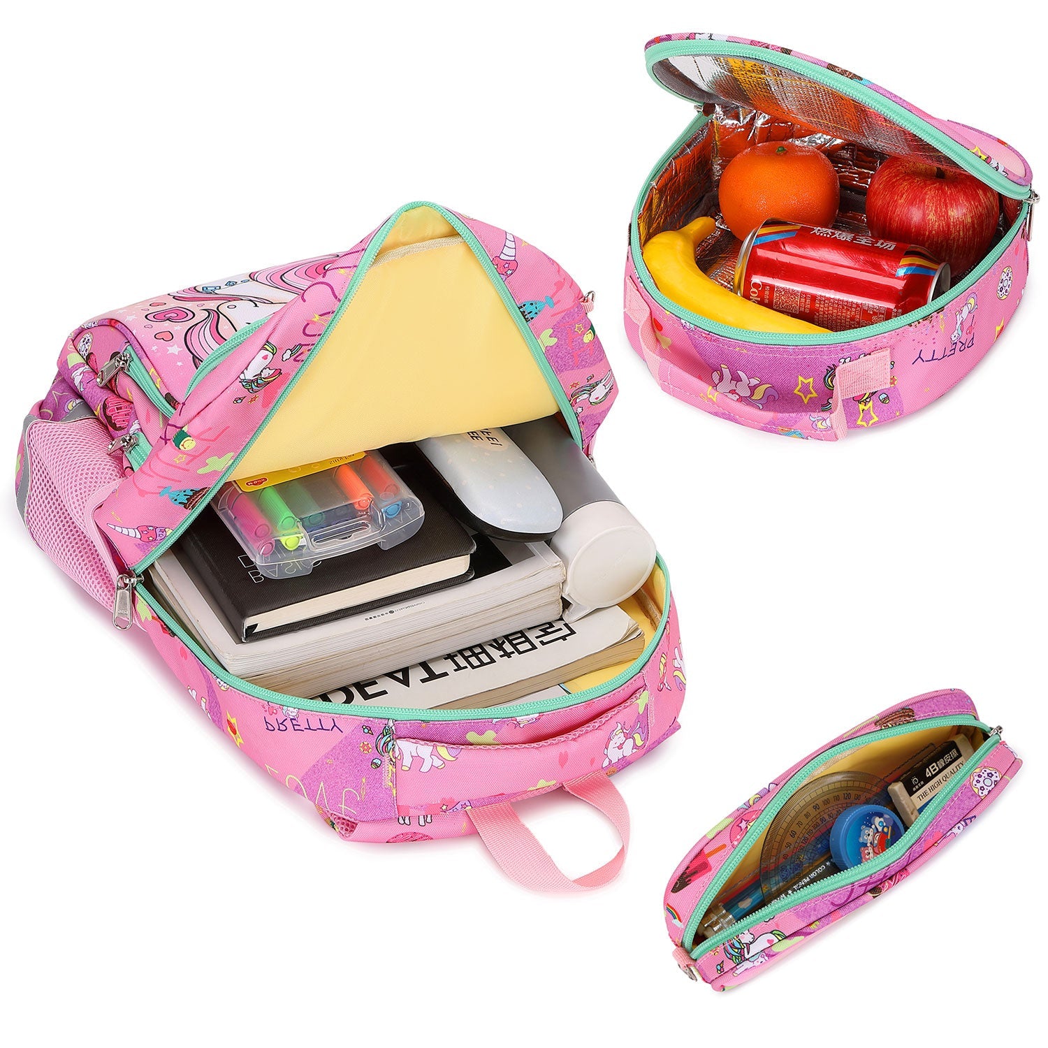 Pink_unicorn_kids_backpack_bundle_for_girls